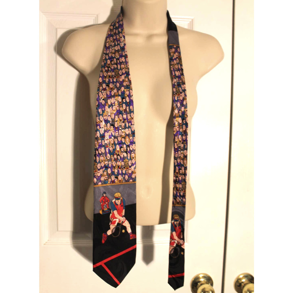 Carlo Battini Vintage Tennis Theme Silk Tie Hand Made in Italy